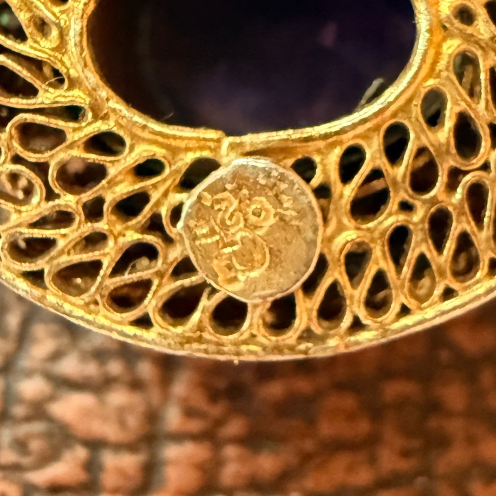 Gold-Tone Pendant Necklace with Turquoise and Amethyst Source Unknown - Picture 2 of 12